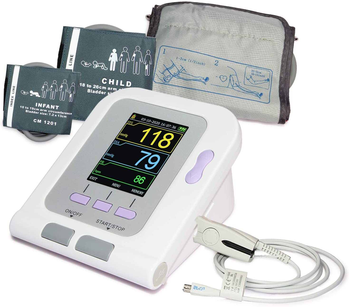 Blood Pressure Meter 08A with Spo2 Probe & adaptor - Image 2