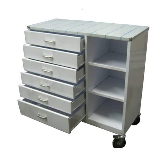 Alternative view of Anaesthetic Trolley 6 Drawers 3 Shelves – S/Steel top