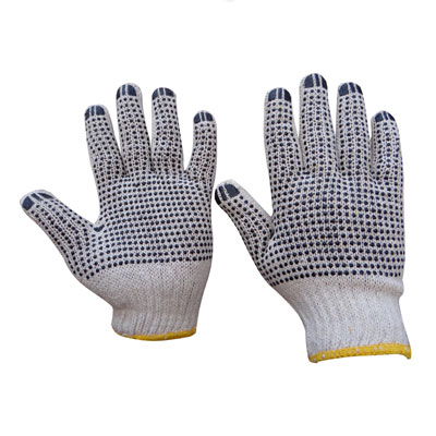 String Knit Gloves PVC Dots Double Sided Labour Protection – 50s