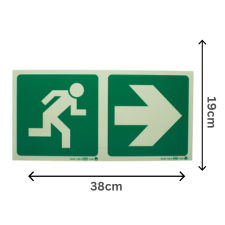 Alternative view of Running man Right with Arrow (Green) PLV 190mmx380mm Sign