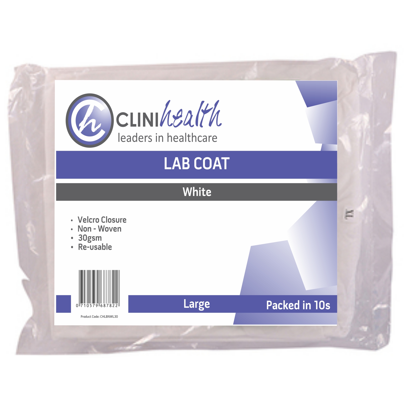Alternative view of Lab Coat – Non Woven White Velcro 30gsm – Large Singles