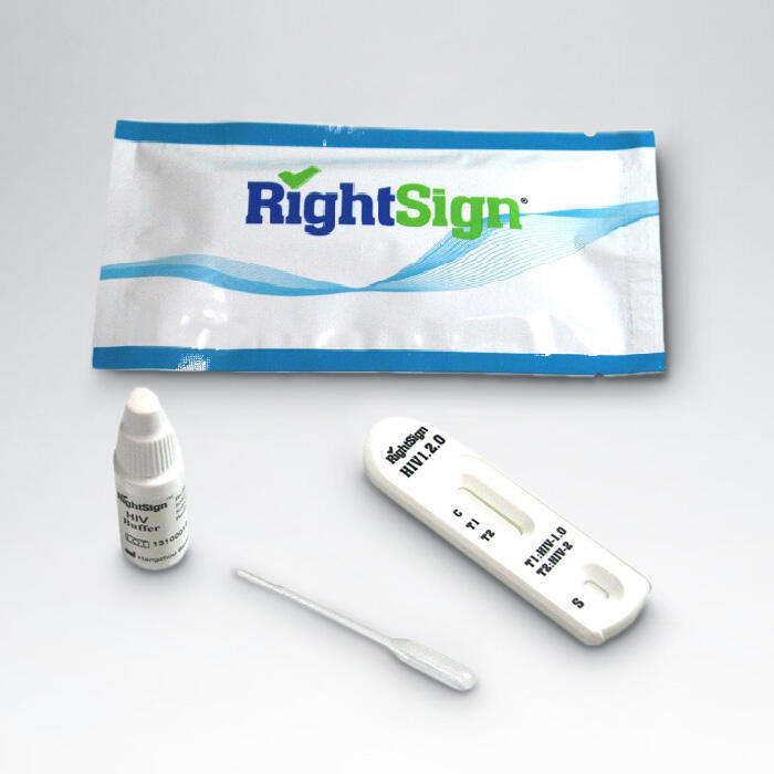 Alternative view of Right Sign Rapid HIV test  – Single use complete kit
