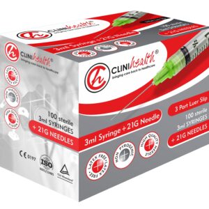 Syringe 3ml plus 21g needle Clinihealth – 100s