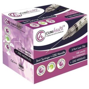Syringe 3ml plus 22g needle- 100s