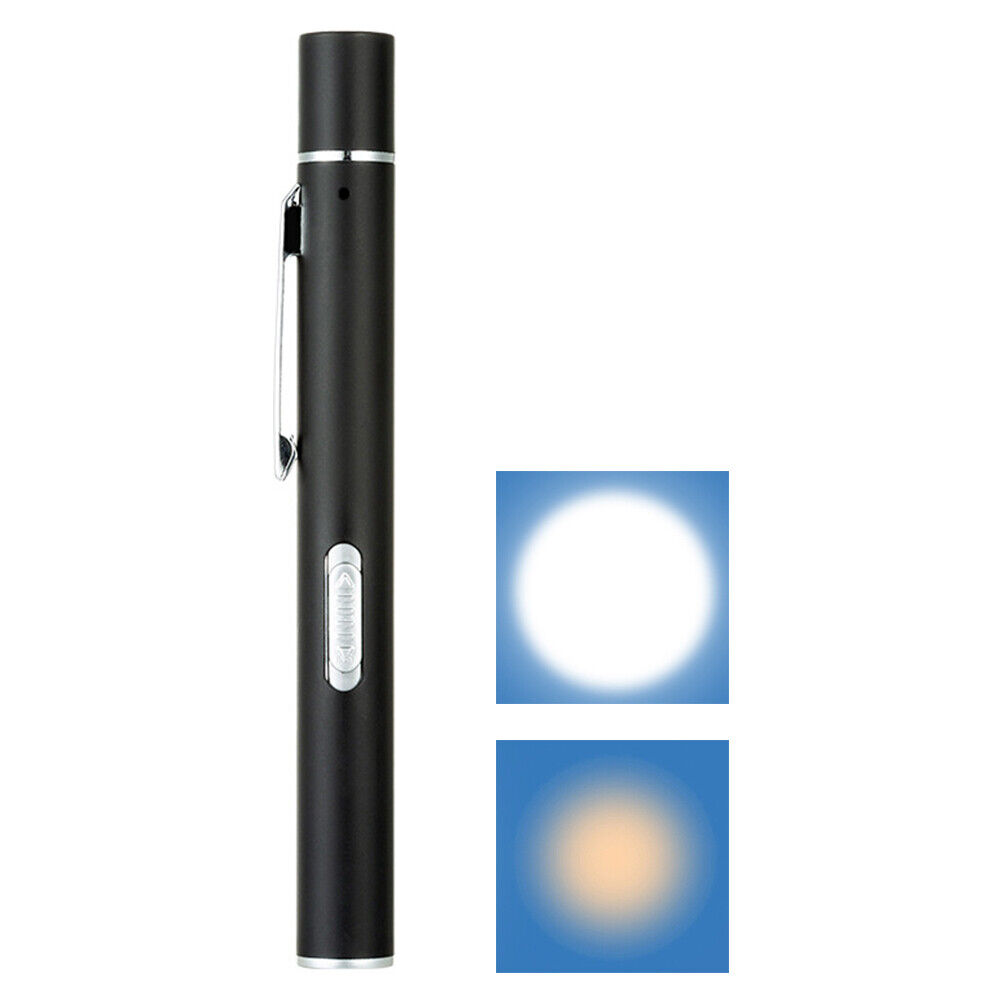 Doctors Pupil Torch Yellow/White Dual Light – Black Rechargeable