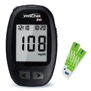 Alternative view of Vivachek blood glucose meter (No strips included)