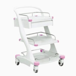 Treatment Trolley 3 Tier – Pink with Detachable Guardrail