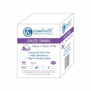 Gauze Swabs 75x75mm 8 ply CliniHealth – 100s