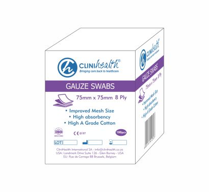 Gauze Swabs 75x75mm 8 ply CliniHealth – 100s