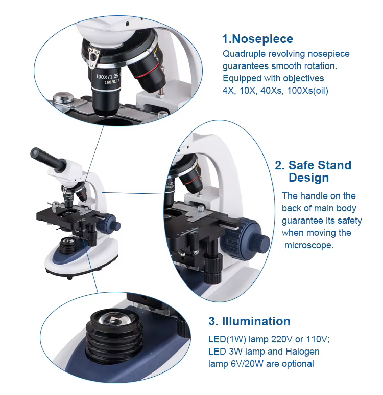 XSP-300D Monocular Biological Microscope - Image 3
