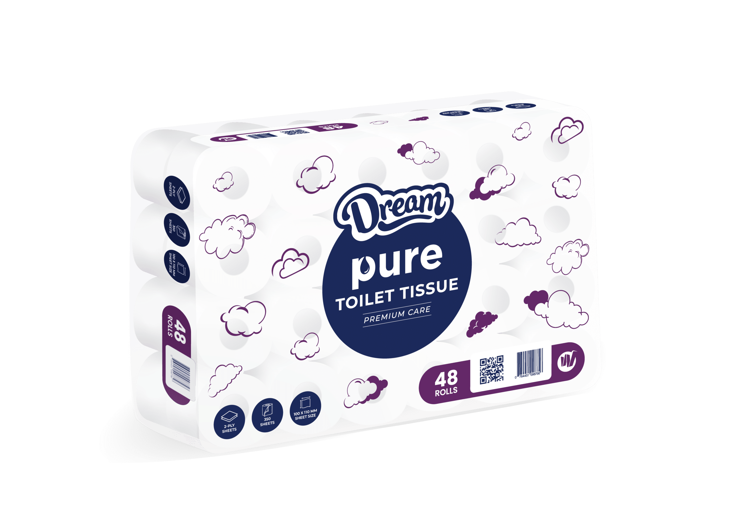 2Ply Virgin Toilet Paper – 48 rolls (350 Sheets)