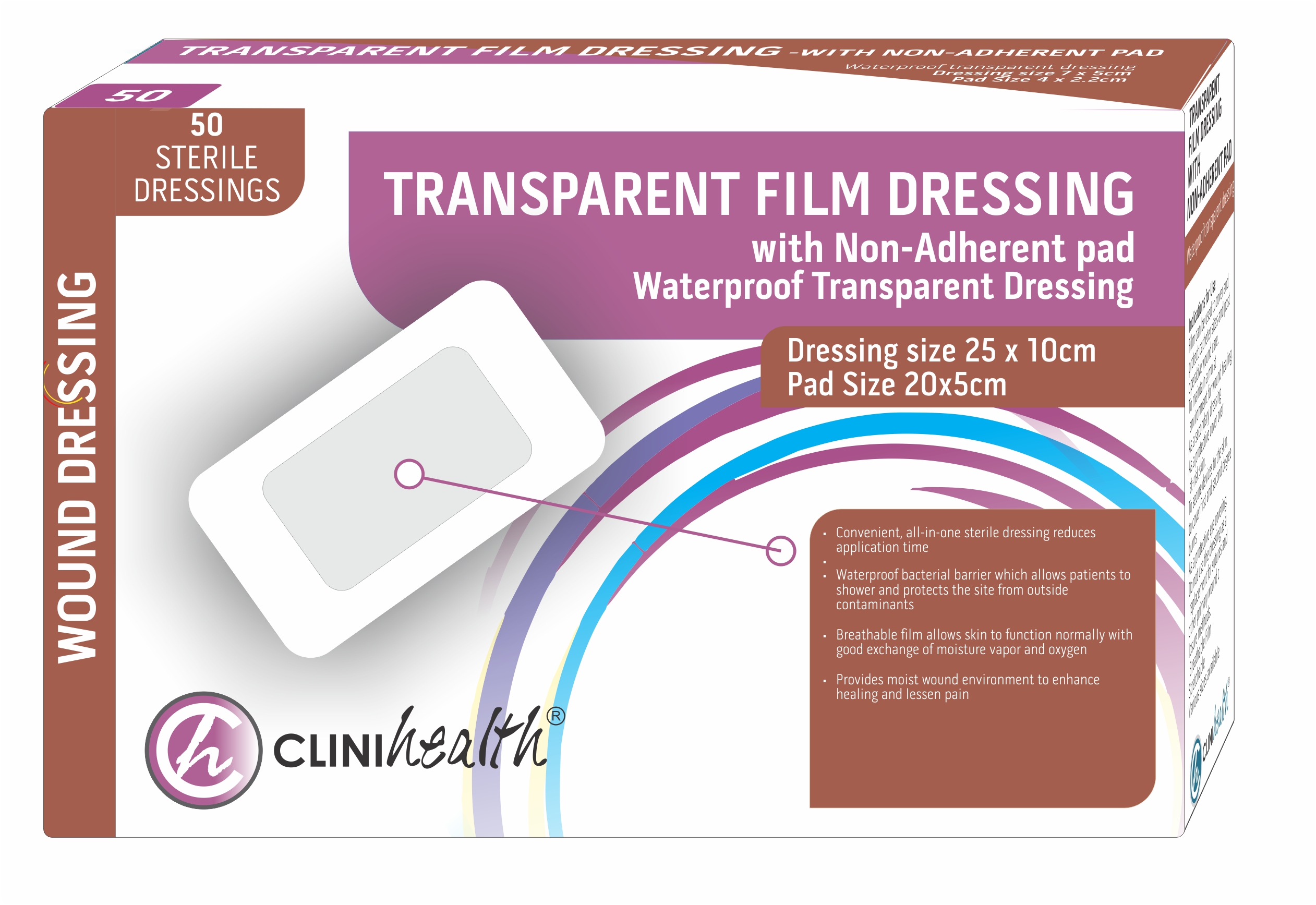 Dressing Transparent Film with Non Adherent Pad 25 x 10cm – 50s
