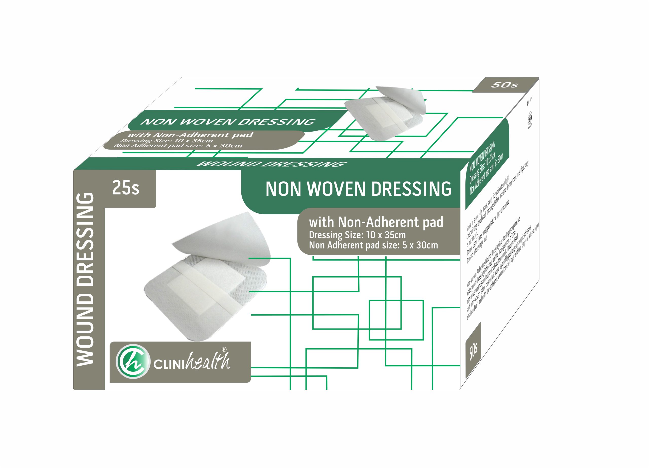 Dressing Non-Woven with Pad 10x35cm- 25s