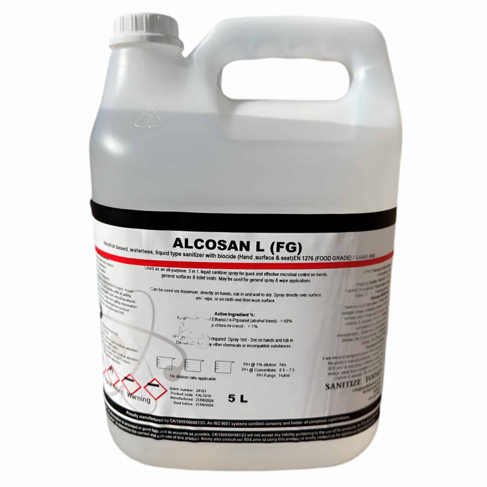 Alcosan L Food Grade Liquid Sanitizer 5L