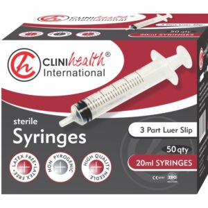 Syringe 20ml 3 Part L/Slip 50s CliniHealth