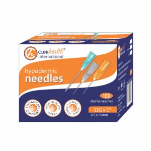 Needles 25G Hypodermic 1 inch (0.50x25mm) – 100 in a Pack