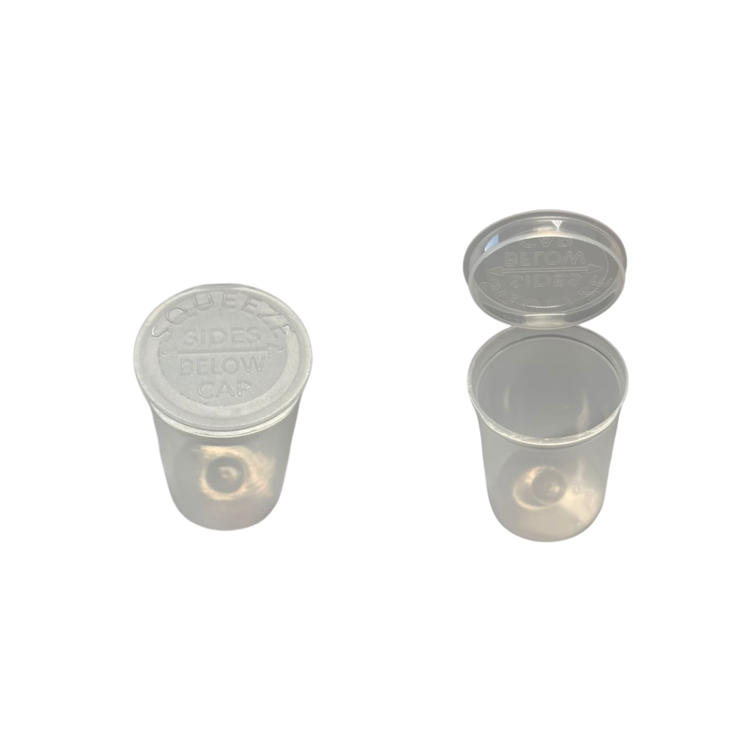 Tablet Vials Plastic Pop Open Lid Clear 75ml – 50s