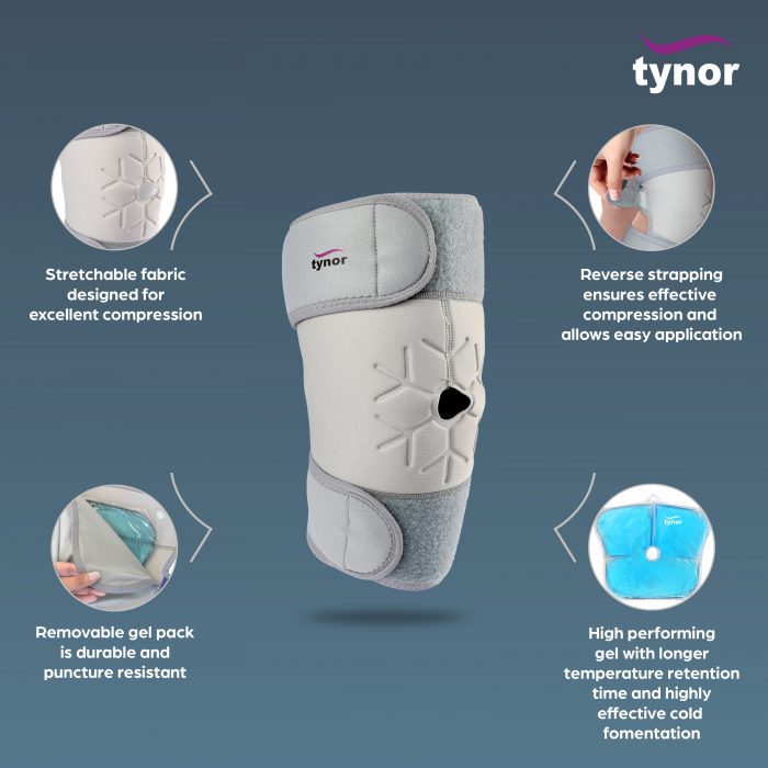 Alternative view of Cool Pack Knee Wrap – Grey Universal Size